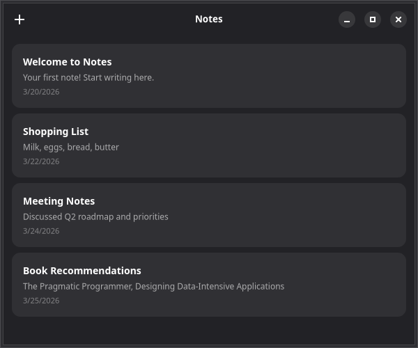 Notes app after this chapter