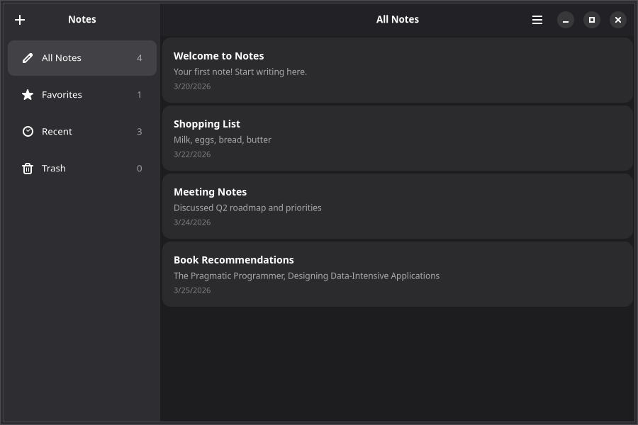 Notes app after this chapter